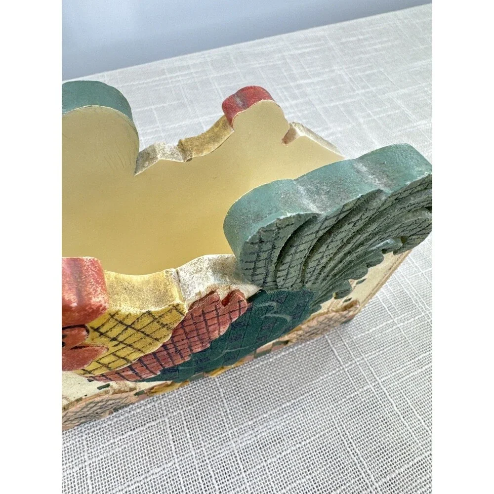 Vintage Rooster Hand Painted Resin Letter Napkin Holder Farmcore Rustic